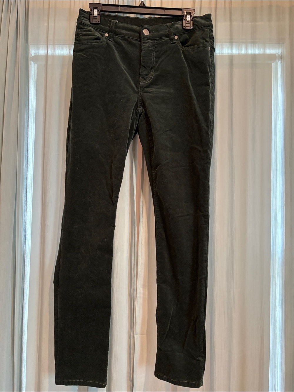 Cabi Dark Green Women's Skinny Stretch Corduroy Pants